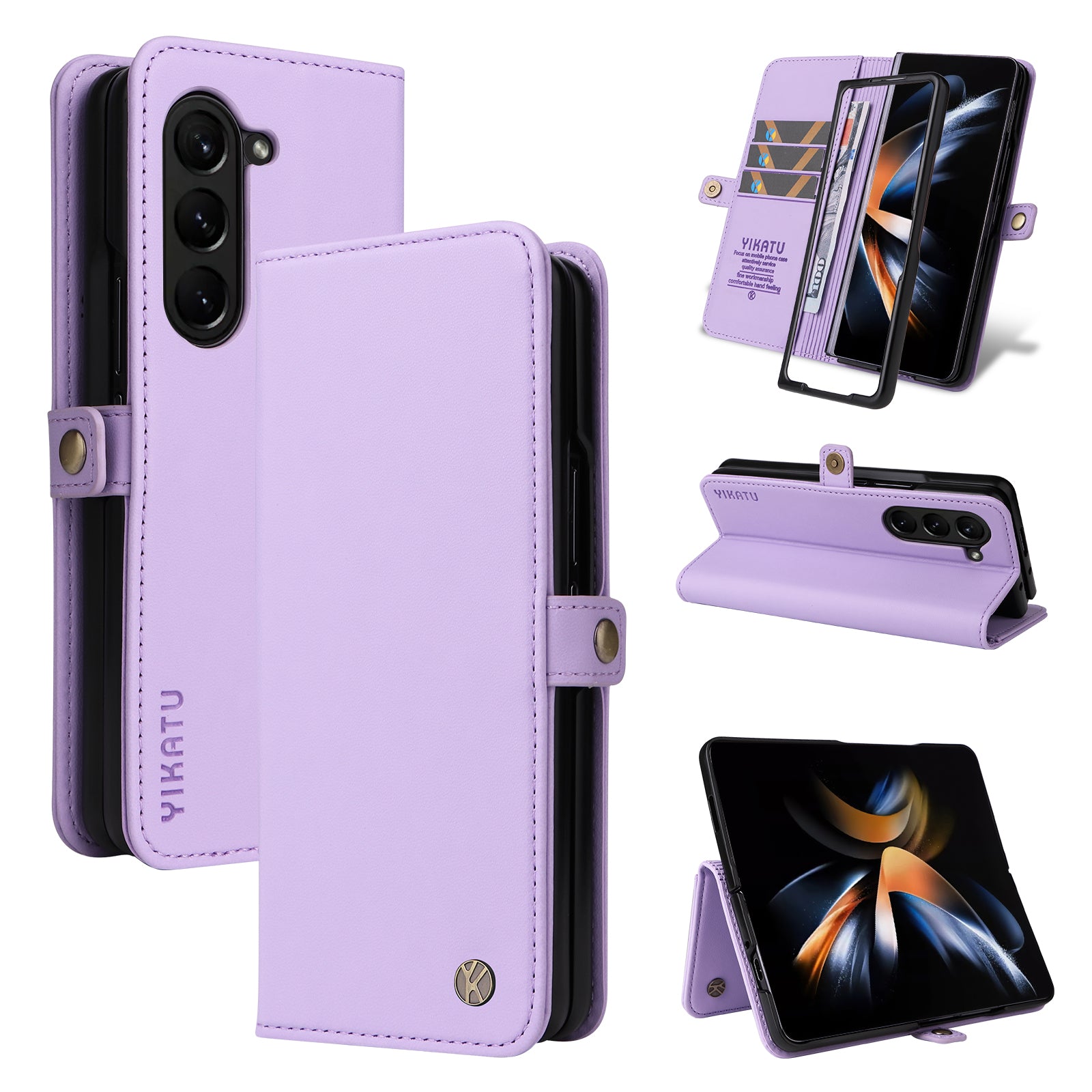 YIKATU YK- 001 for Samsung Galaxy Z Fold6 5G Case PU Leather Strong Magnetic Flip hone Cover - Light Purple YIKATU YK- 001 for Samsung Galaxy Z Fold6 5G Case PU Leather Strong Magnetic Flip hone Cover - Light Purple